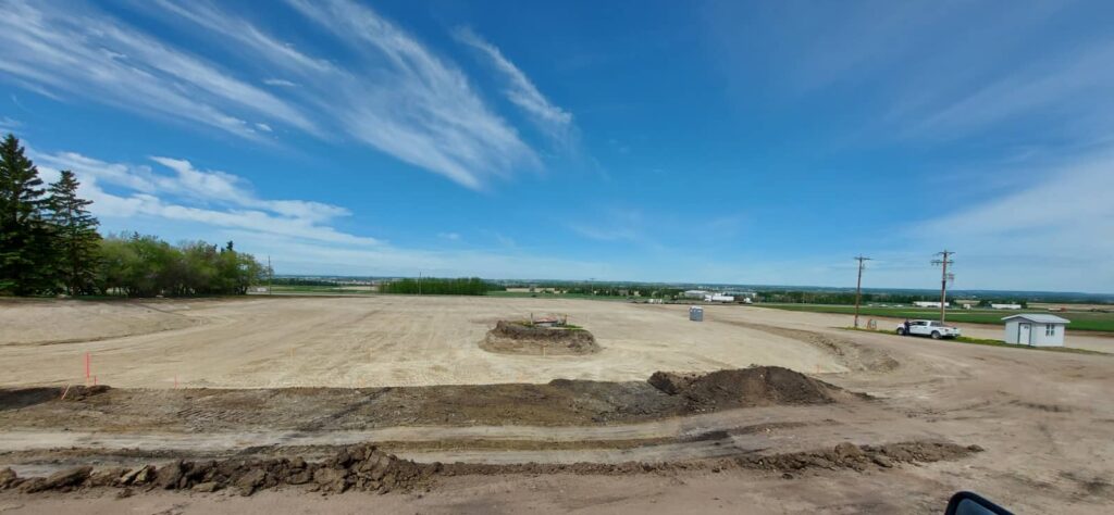 Construction site with water utility infrastructure