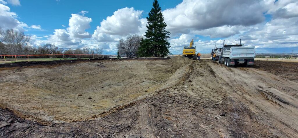 Storm pond excavation